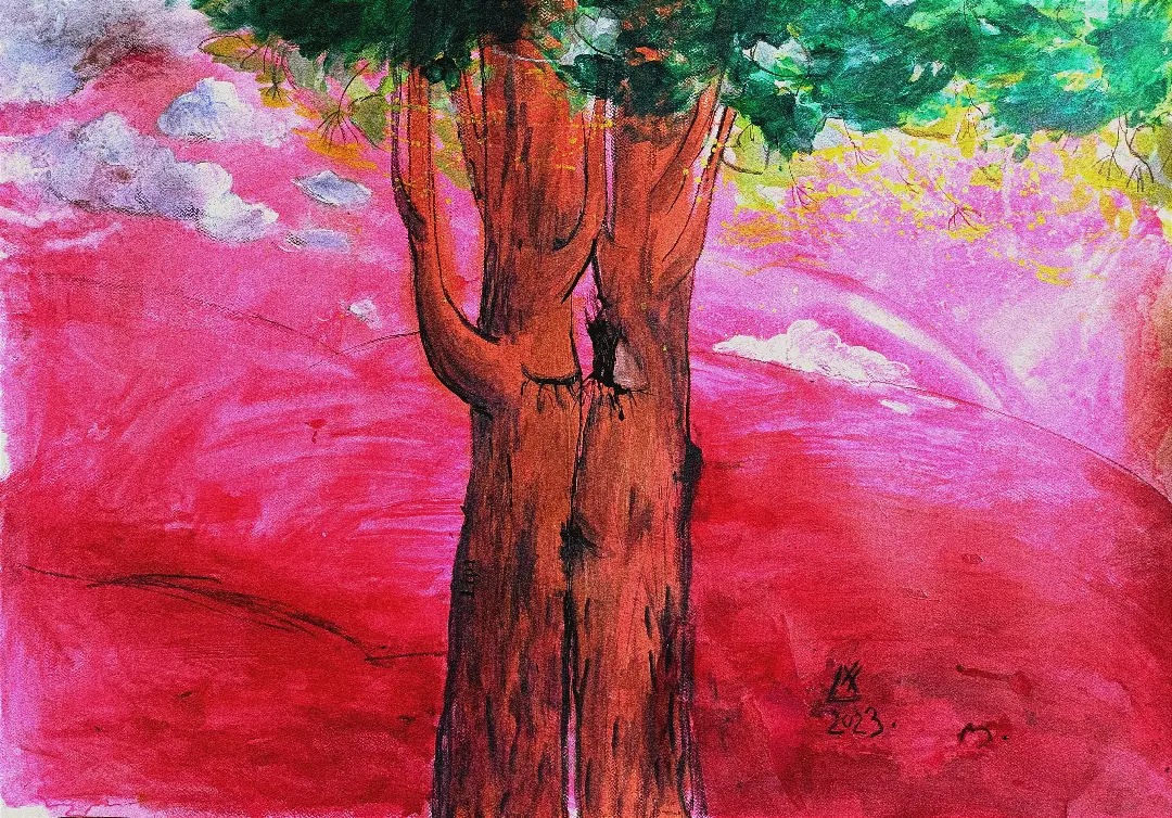 il profumo di tiglio (acrilico- china) 100 x 70 cm; 2023; €