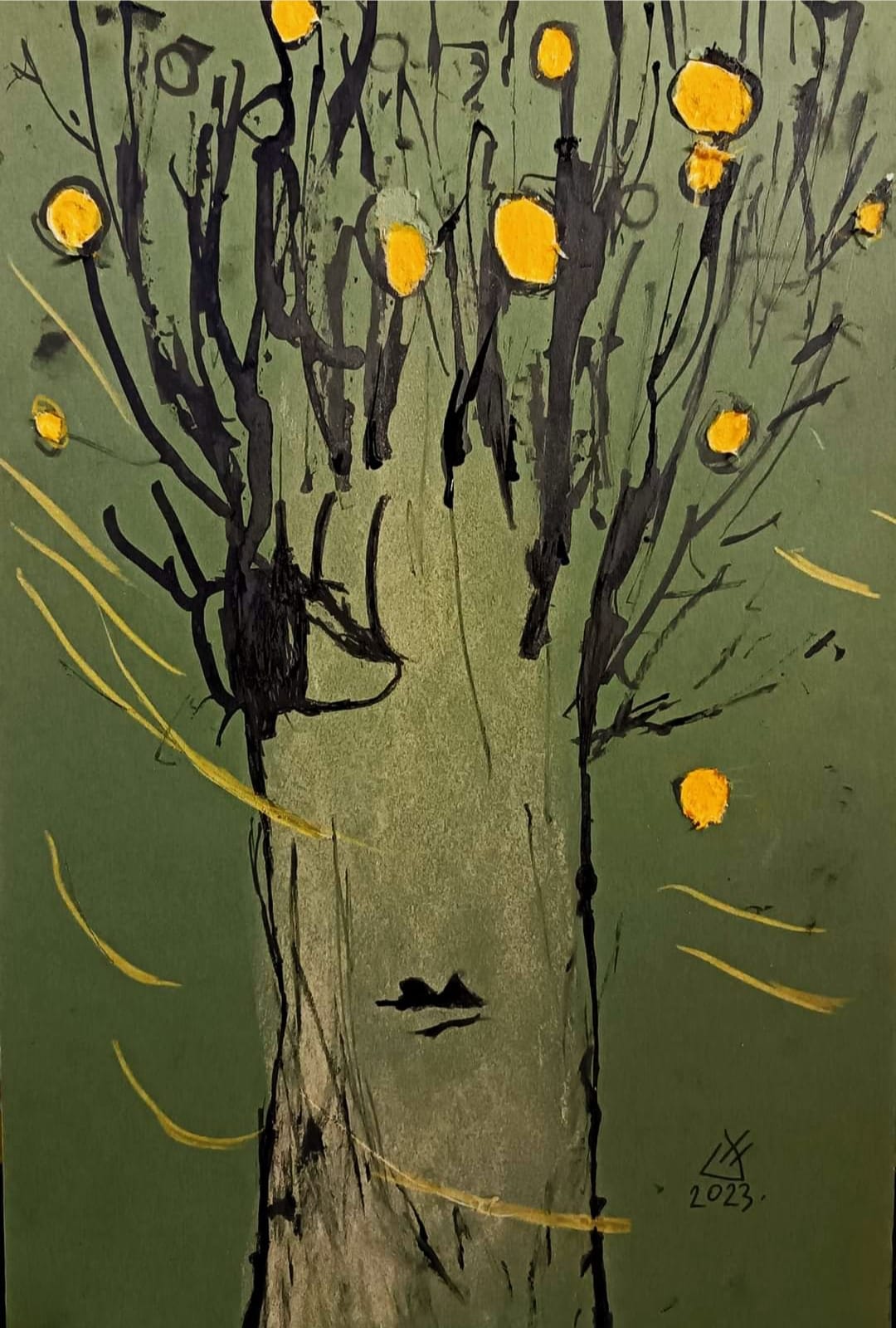 il ritratto di cachi (Collage/ decollage/ drawing) ; 2023; €