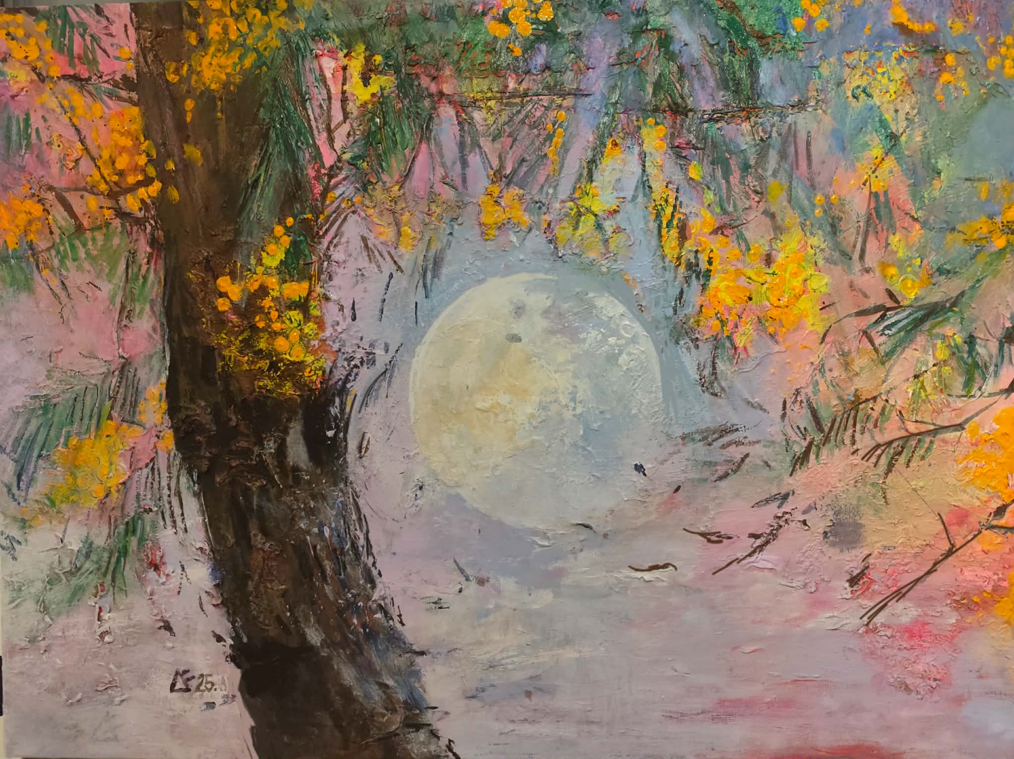 La mimosa precoce (Acrilico su tela) 60 x 80 cm; 2025; 500€