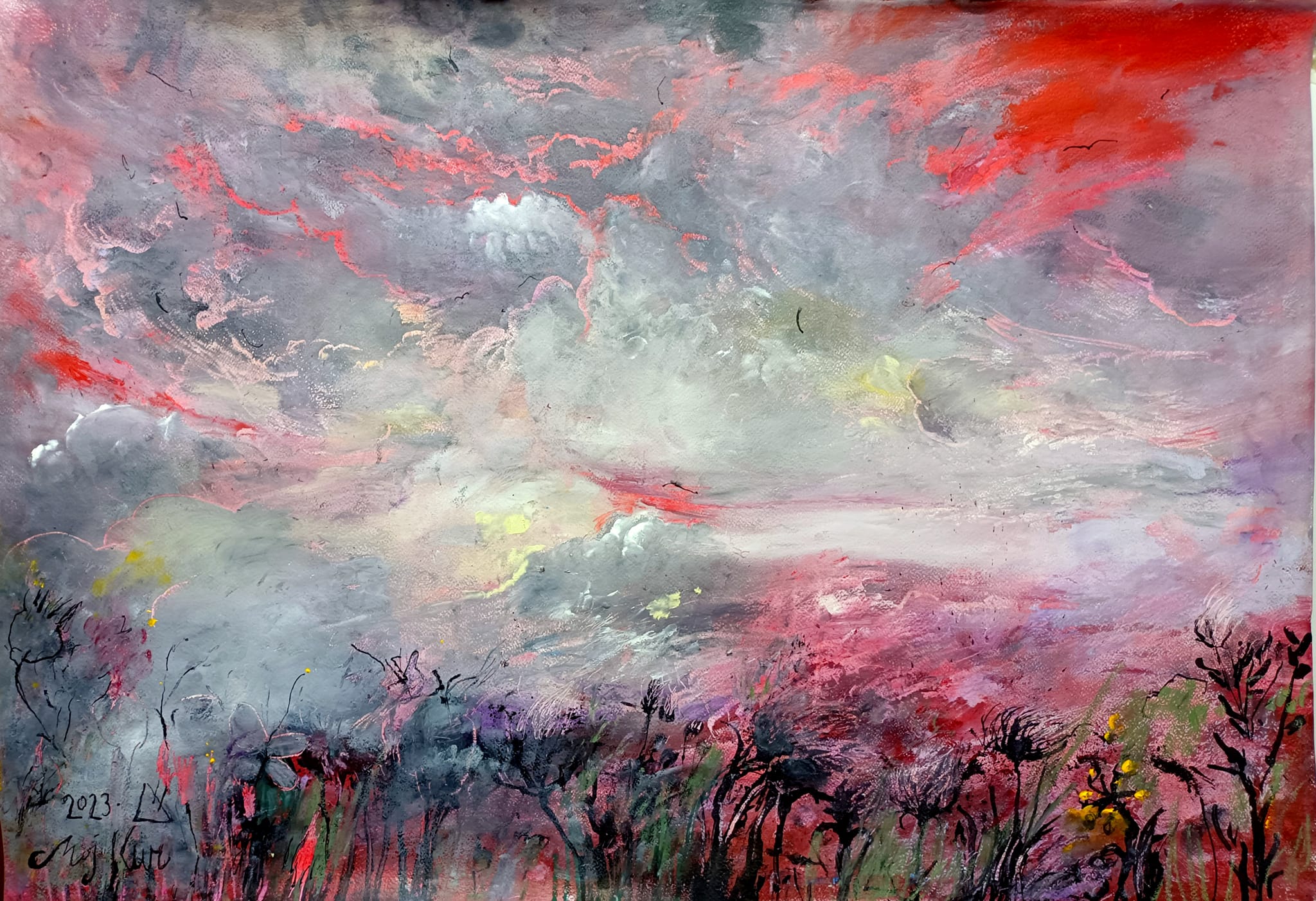 save our sky (tecnica mista) 100 x 70 cm; 2024; 200€