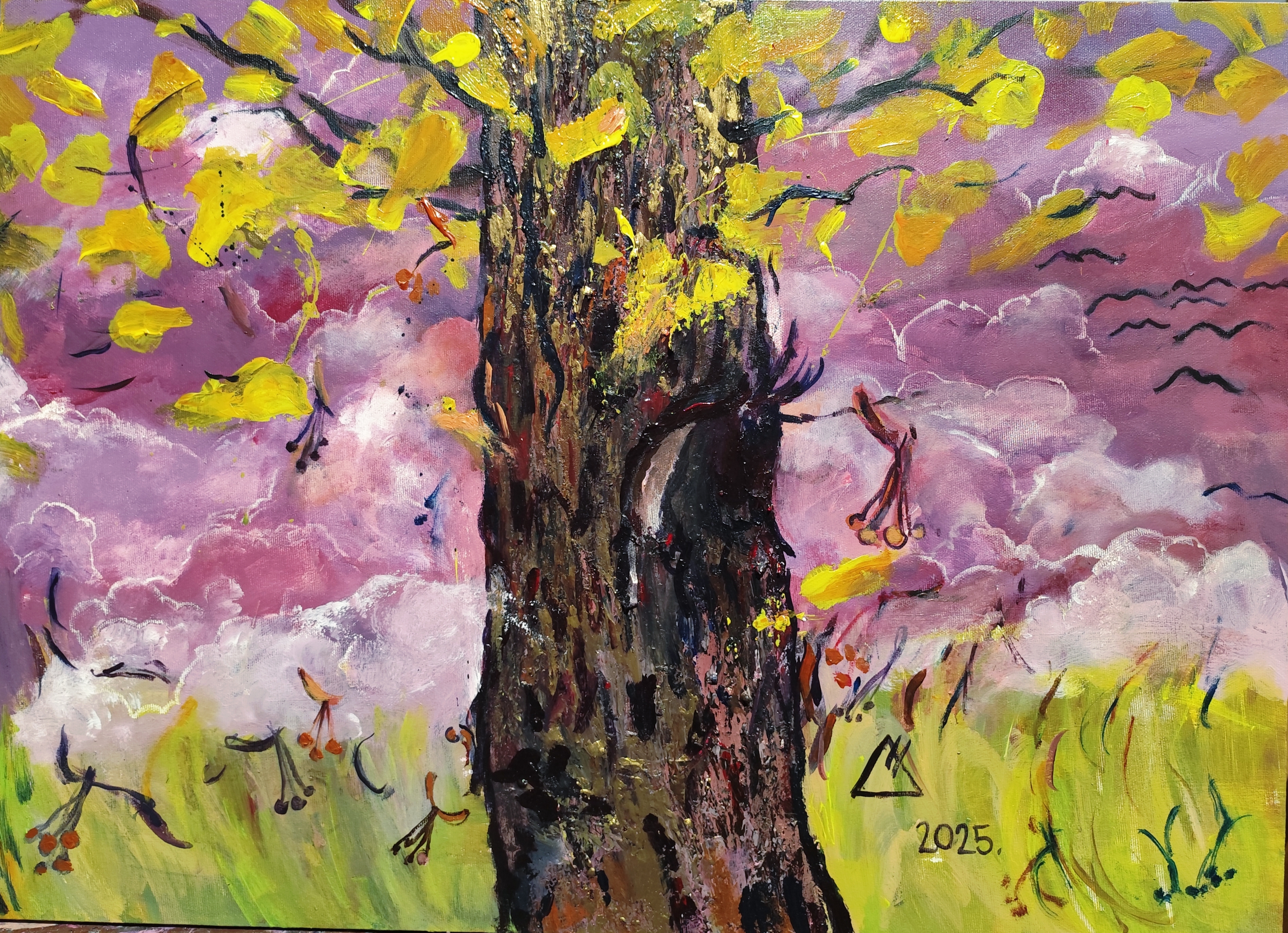 Tiglio in Ottobre  (Acrilico su tela) 59 x 70 cm; 2025; €